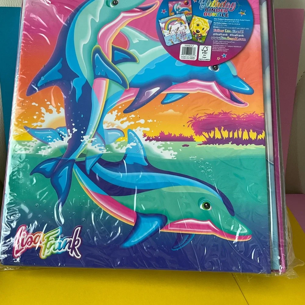 Brand new Lisa Frank Binder with Spiral Notebook & Folder